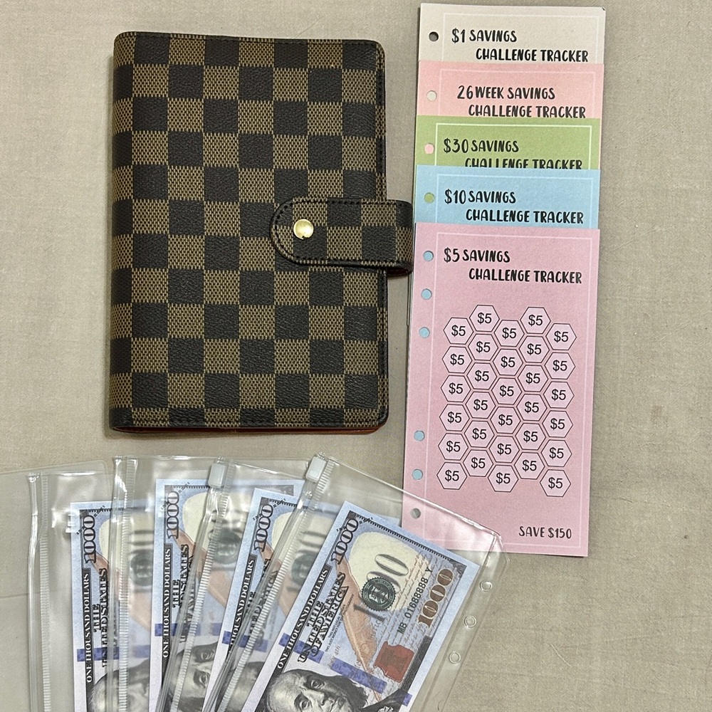 Brown Checkered  A6 Planer - Budget Binder Set